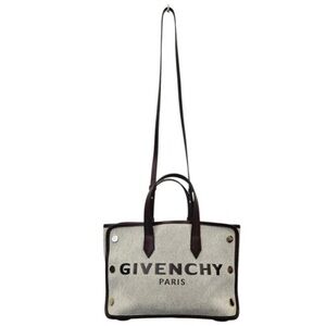 Givenchy Beige Canvas Tote with Burgundy Trim in excellent condition